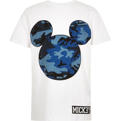 Boys white camo Mickey print t-shirt